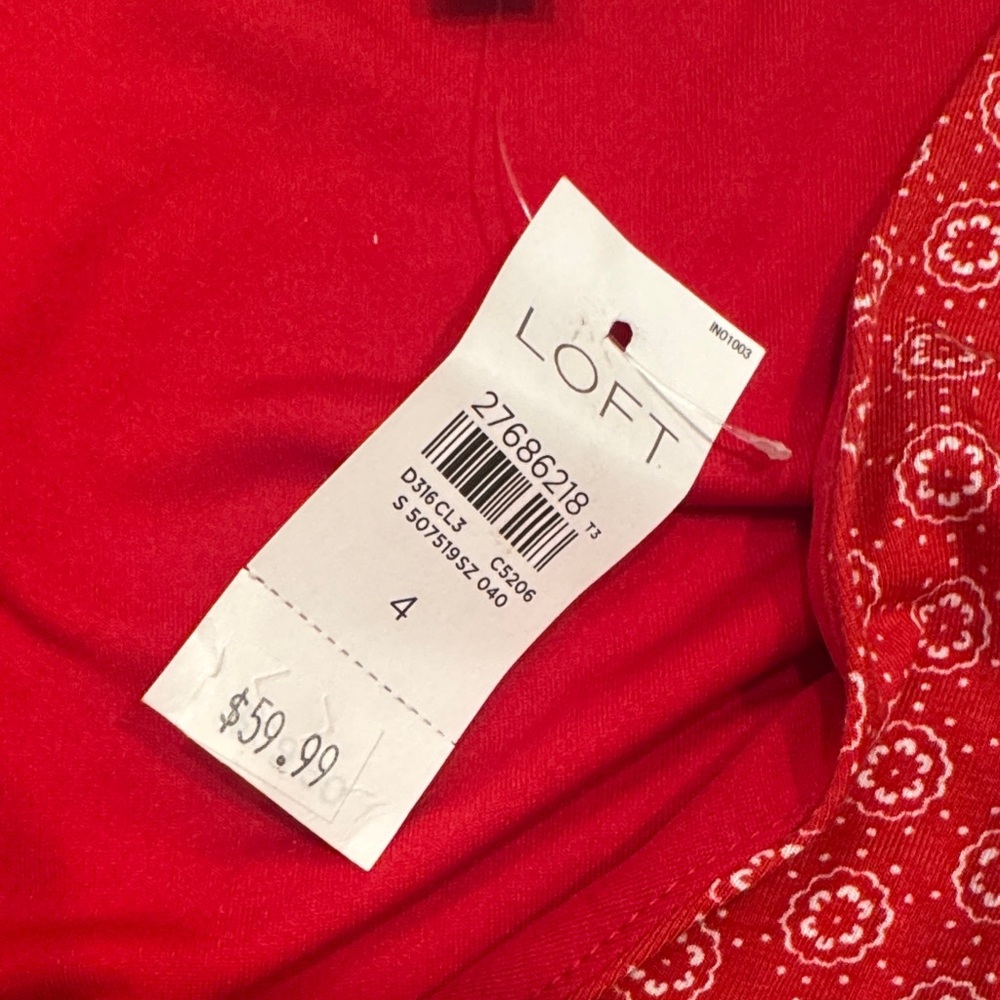 LOFT Red Floral Midi Dress - Picture 3 of 4